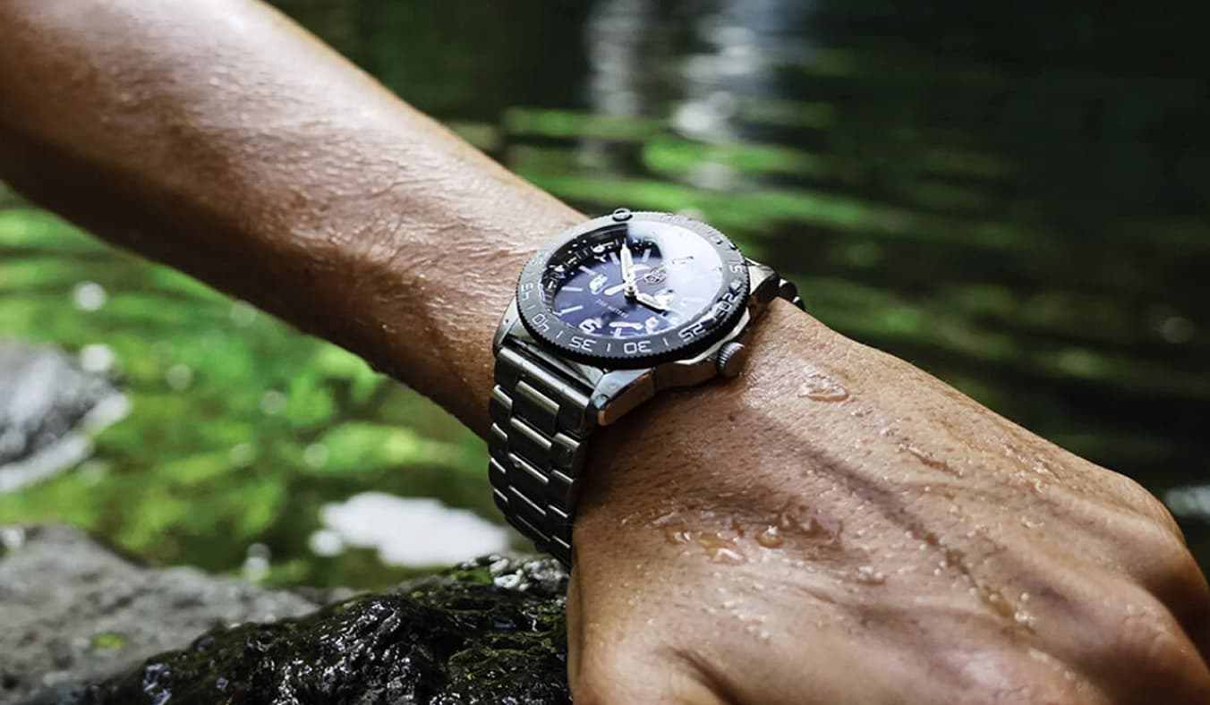 Mechanical wristwatch on a hand