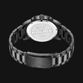 Police men's watch back case view